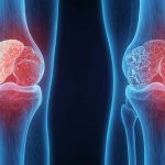 x-ray image showing before and after cartilage in knee