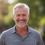 middle aged man smiling standing outside in sunshine